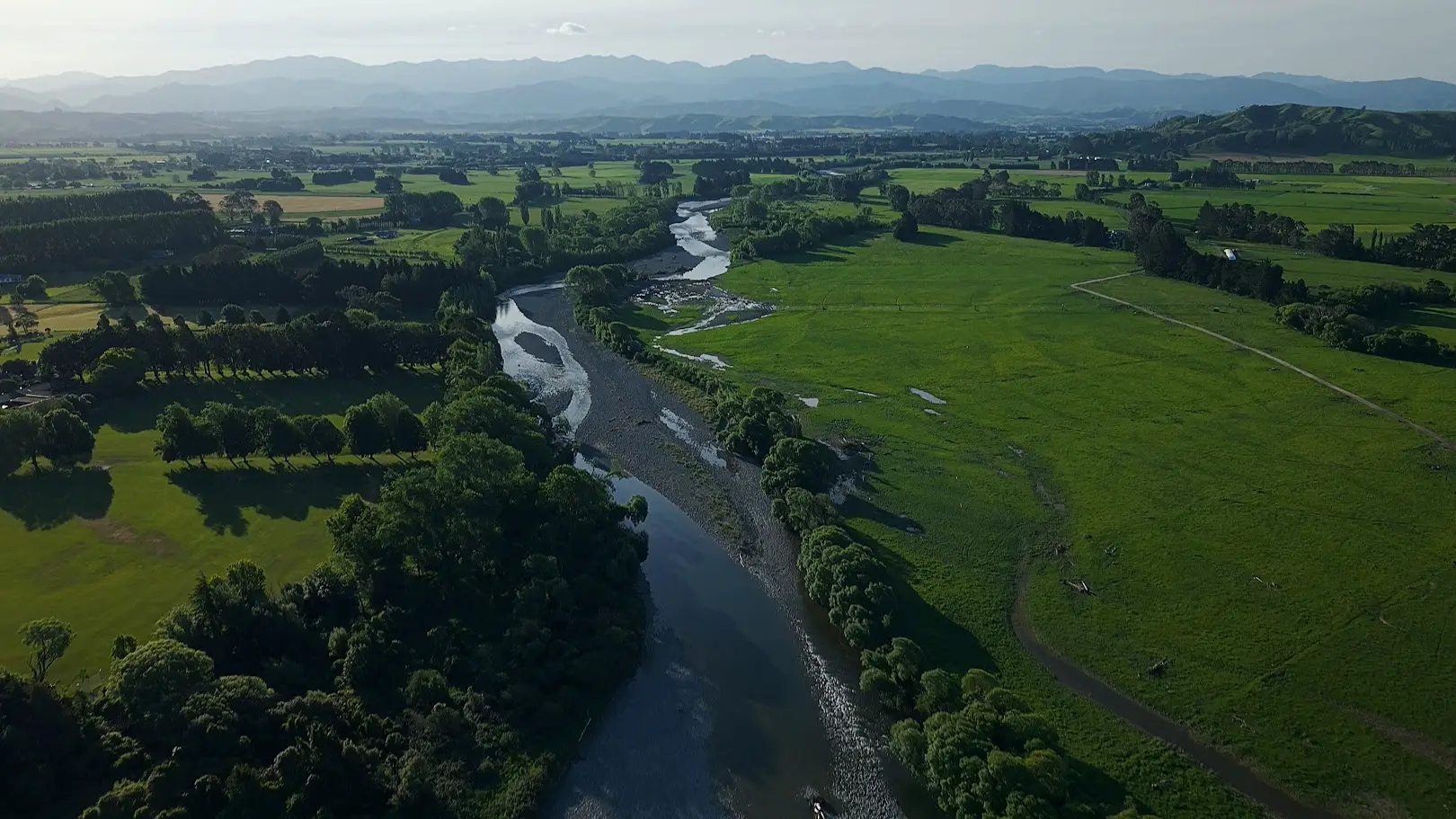 Ruamahanga River from the air at Opaki